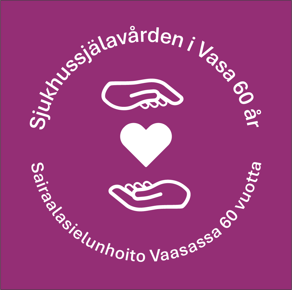 Kädet ja sydän. Teksti: Sjuhkussjälavården i Vasa 60 år, sairaalasielunhoito Vaasassa 60 vuotta.